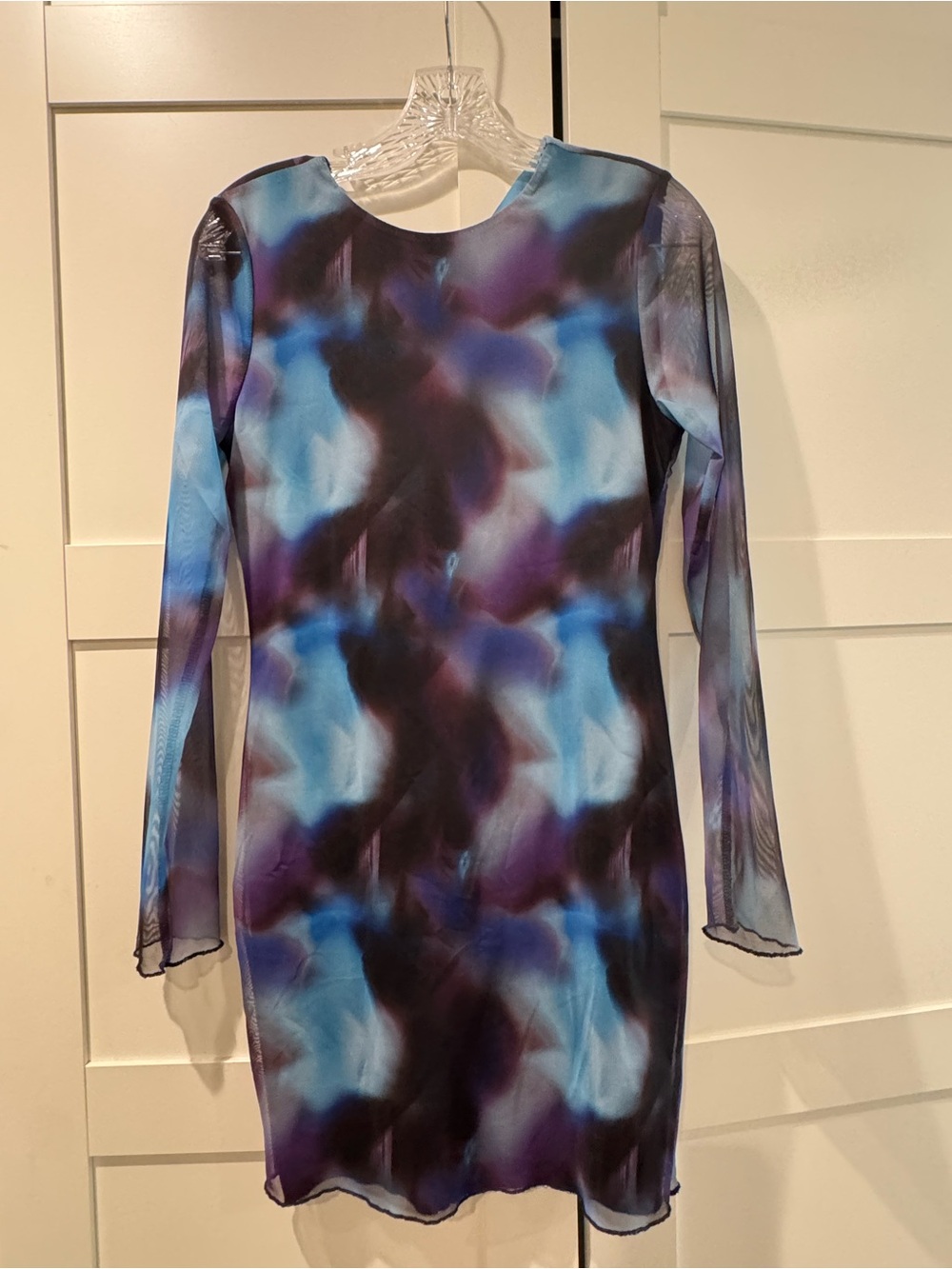 Trendyol Blue & Purple Sheer Long-Sleeve Bodycon Dress